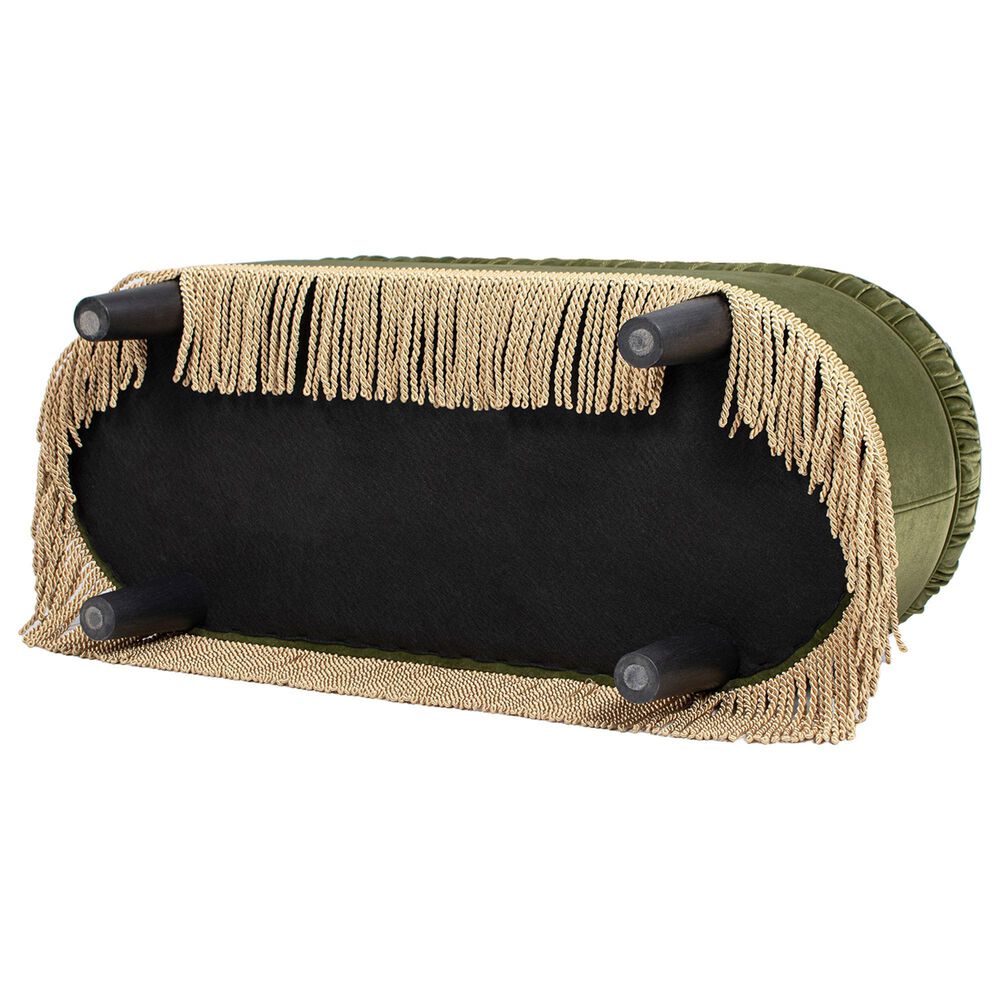 Jennifer Taylor Home Serena Storage Bench with Tufted Bullion Fringe in Olive Green, , large