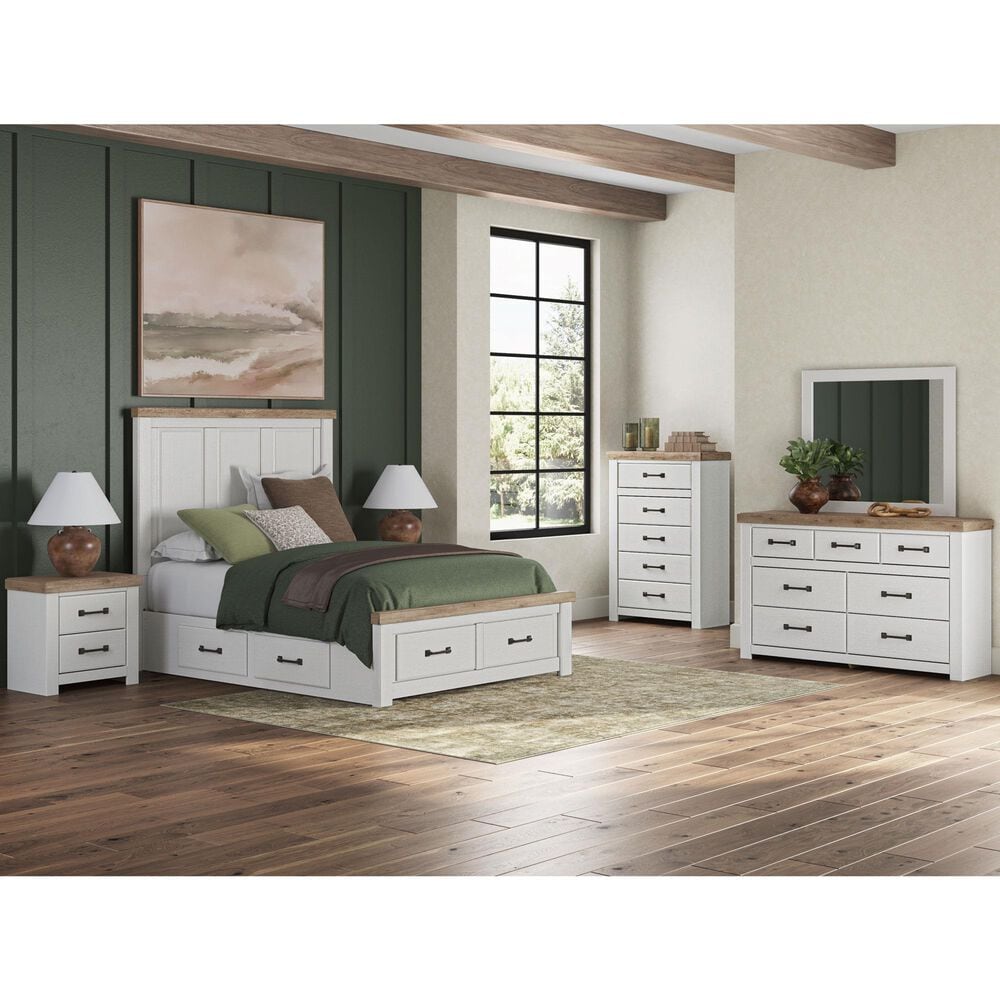 Ashley Savonport Queen Storage Panel Bed in White and Brown, , large