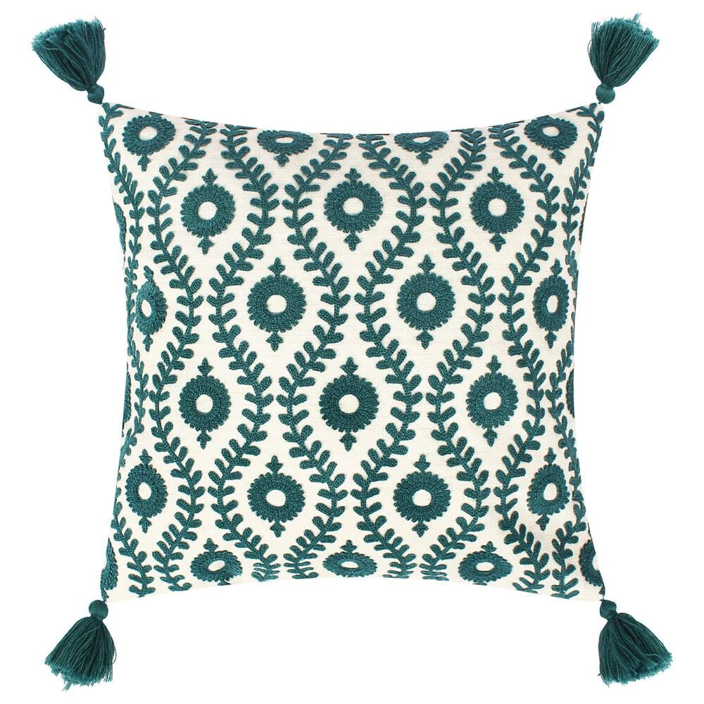 Levtex Ashika 18" x 18" Throw Pillow in Teal and White, , large