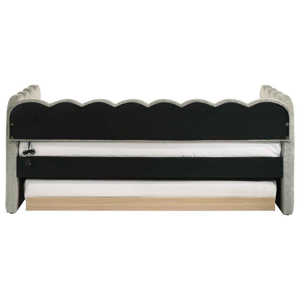 Crown Mark Melody Daybed with Trundle and LED Lights in Light Grey, , large