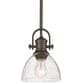 Golden Lighting Hines 1-Light Mini Pendant with Seeded Glass Shade in Rubbed Bronze, , large