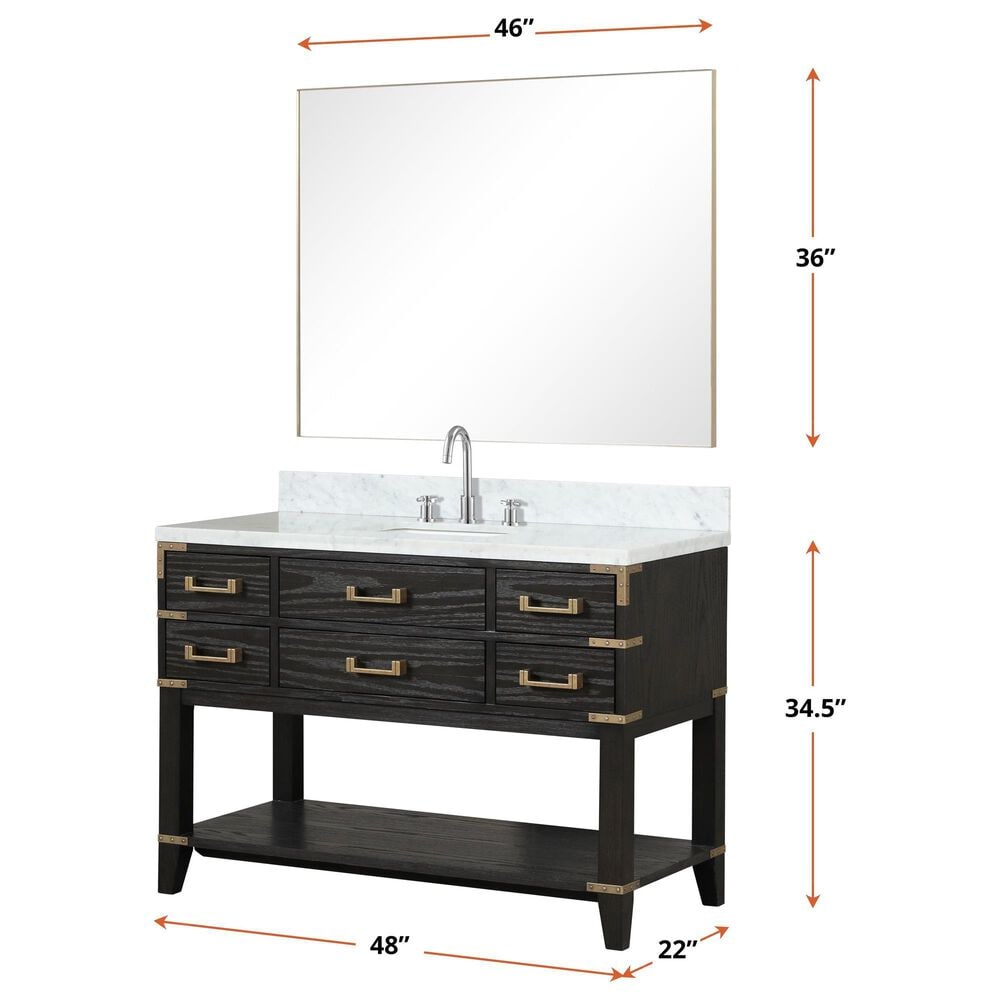 Lexora Home Norwalk 48&quot; Single Bathroom Vanity in Brown Oak with White Carrara Marble Top  and Rectangle Sink, , large
