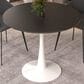 Leisuremod LeisureMod Bristol Mid-Century Modern Round Dining Table with Wood Top and Iron Pedestal Base with Gloss Finish for Kitchen and Dining Room, , large