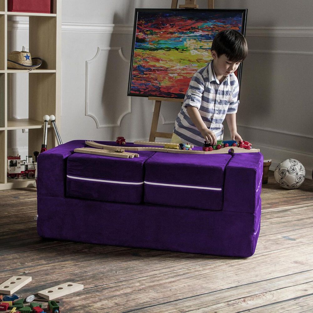 Jaxx Zipline Modular Kids Loveseat &amp; Ottomans in Grape, , large