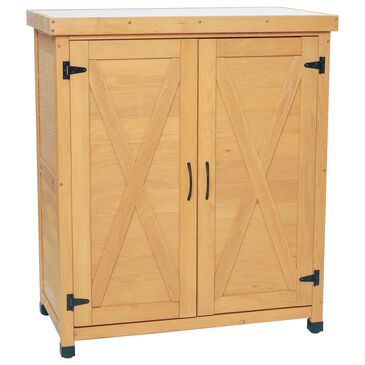 HOMLUX Potting Bench with Storage Cabinet in Brown, , large