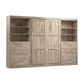 Bestar Pur 130" Full Murphy Storage Bed with 6-Drawer in Rustic Brown, , large