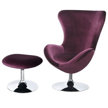 Furniture of America Tanaka Accent Chair with Ottoman in Purple, , large