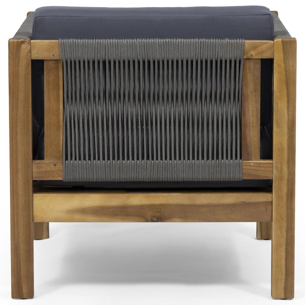Hearth and Haven Laurel Outdoor Rattan Club Chair with Gray Cushion in Teak, , large