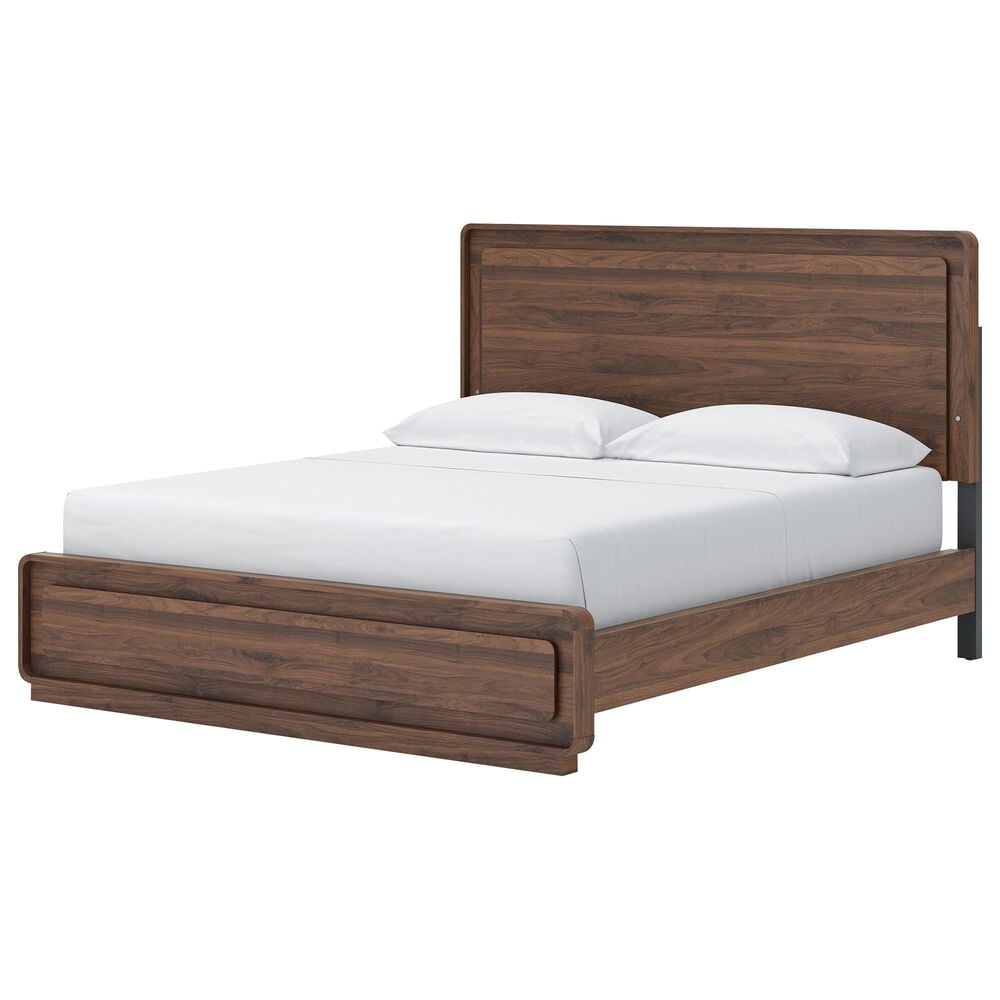 Ashley Fortlorn California King Platform Bed in Walnut Brown with LED Light, , large
