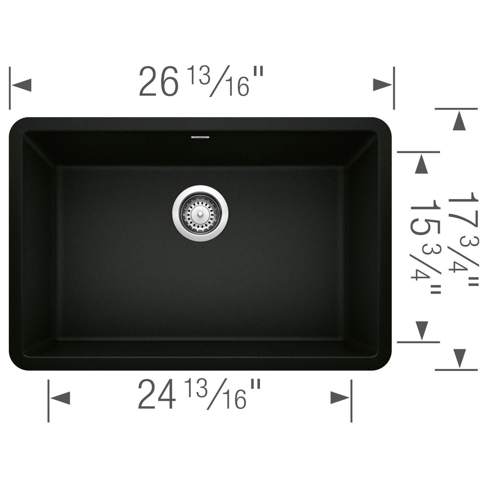 Blanco Precis 27&quot; Single Bowl Kitchen Sink in Coal Black, , large