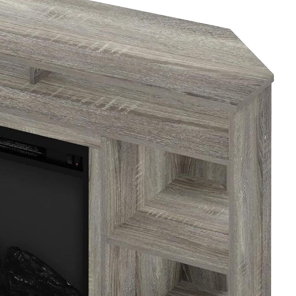 HOMLUX 47" Corner TV Stand with Electric Fireplace in French Oak Grey, , large