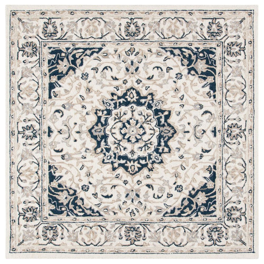 Safavieh Micro-Loop Oriental 5" Square Ivory and Navy Area Rug, , large