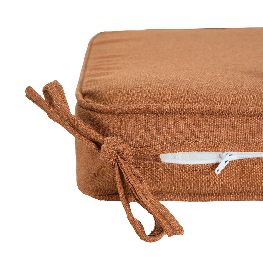 Hearth and Haven Noah19" x 19" Outdoor Dining Chair Cushion with Water-Repellent Fabric and Secure Ties in Orange, , large