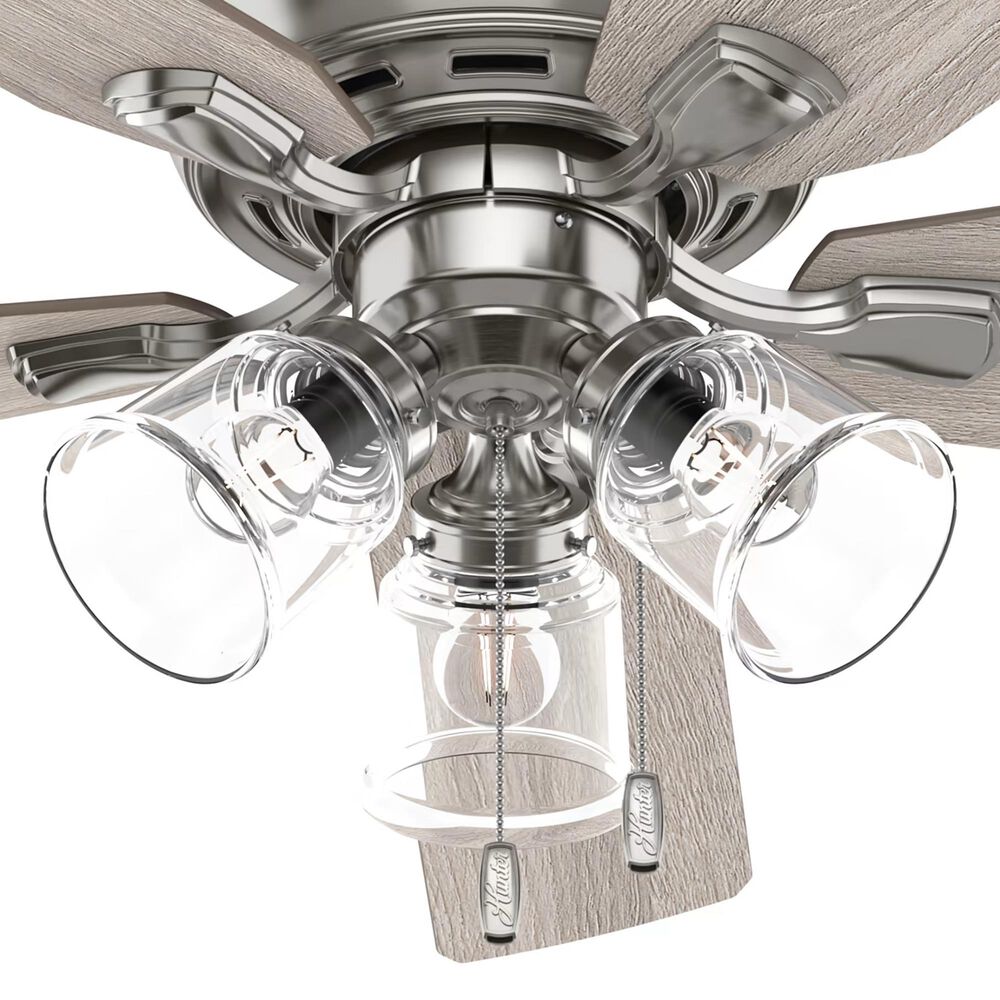 Hunter Rosner 52&quot; Ceiling Fan with Lights in Brushed Nickel, , large