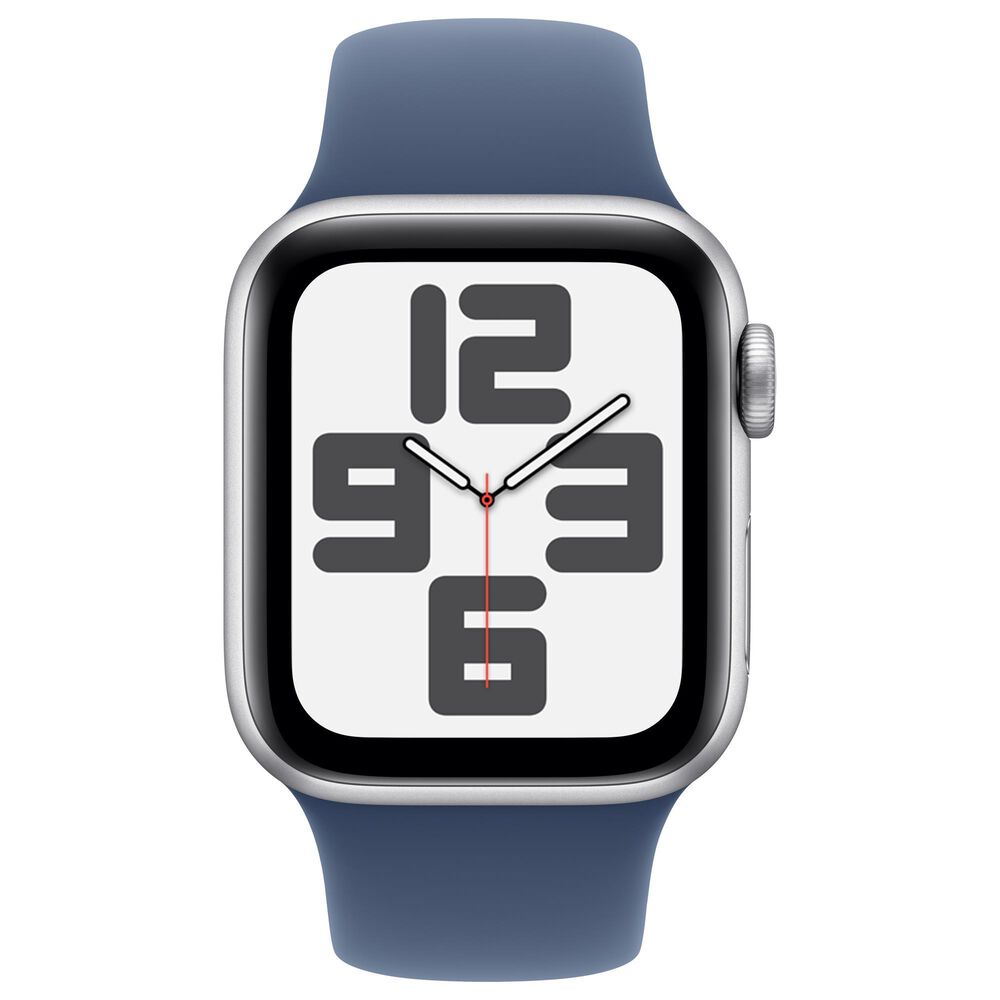 Apple Watch SE GPS 40mm Silver Aluminum Case with Denim Sport Band - S/M, , large