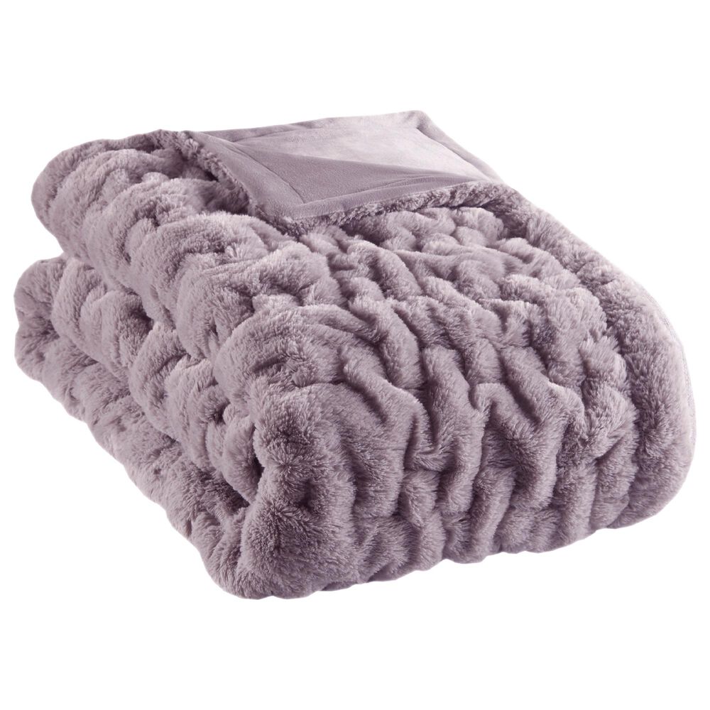 Hampton Park Ruched Fur 50" x 60" Throw in Lavender, , large