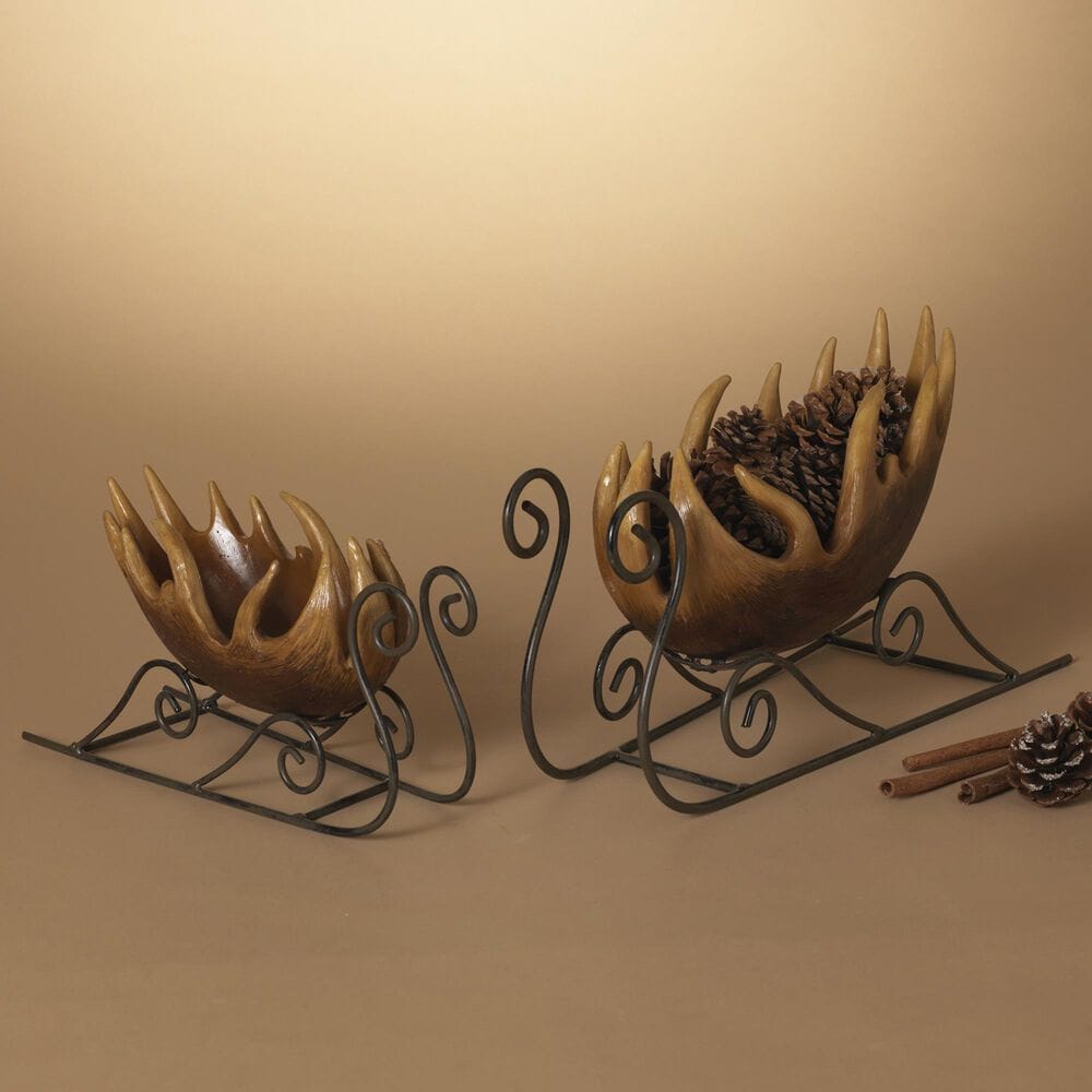 The Gerson Company 2-Piece Deer Antler Sleigh Set in Bronze and Black, , large