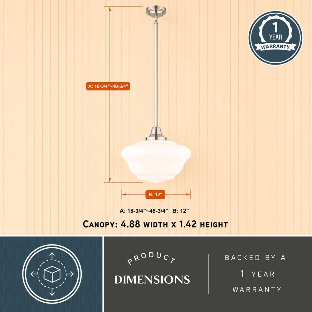 Vaxcel Eastgate 1-Light Pendant in Satin Nickel, , large