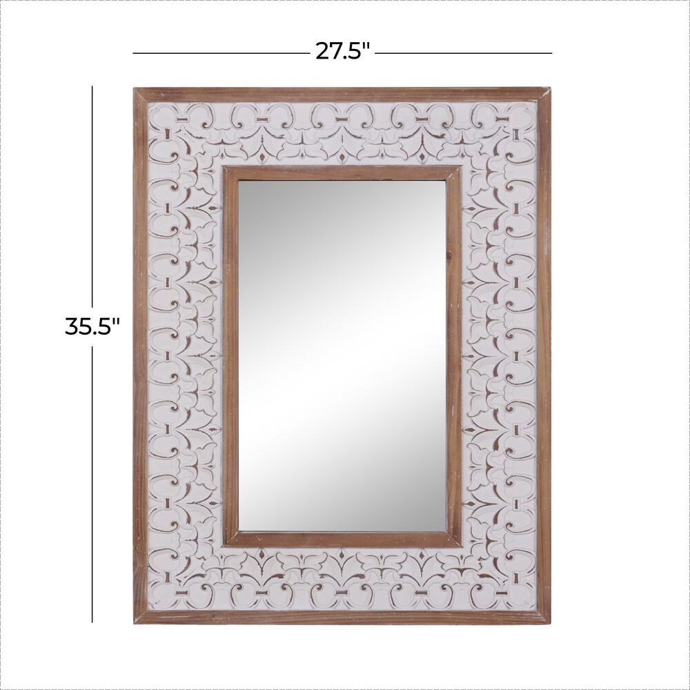 Maple and Jade 28&quot; x 36&quot; Wall Mirror in White and Brown, , large