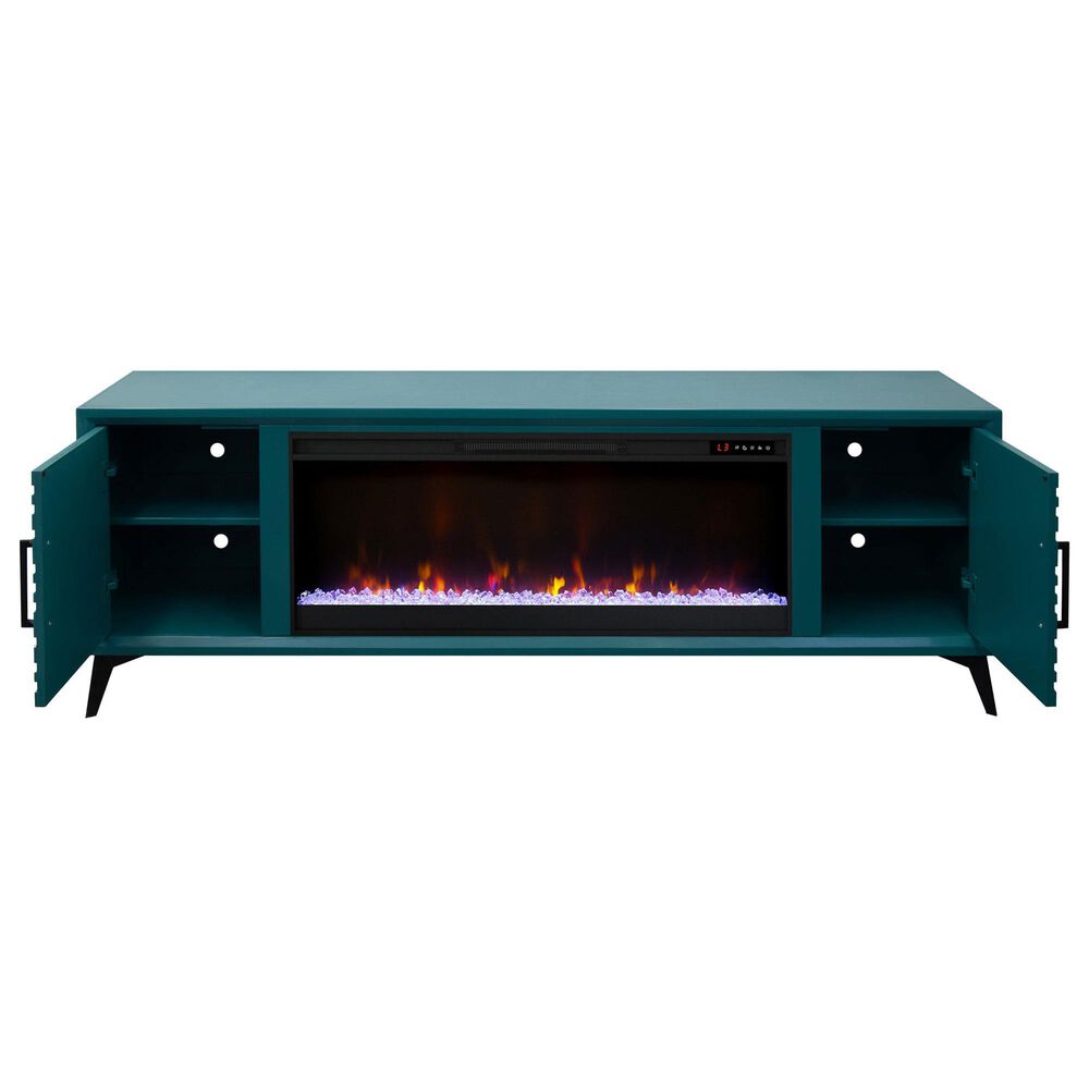 Legends Home Malibu 78&quot; Fireplace TV Stand in Teal and Black, , large