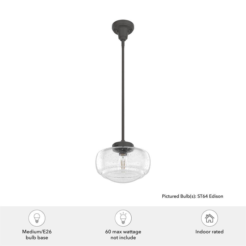 Hunter Saddle Creek 10&quot; 1-Light Pendant with Clear Seeded Shade in Noble Bronze, , large