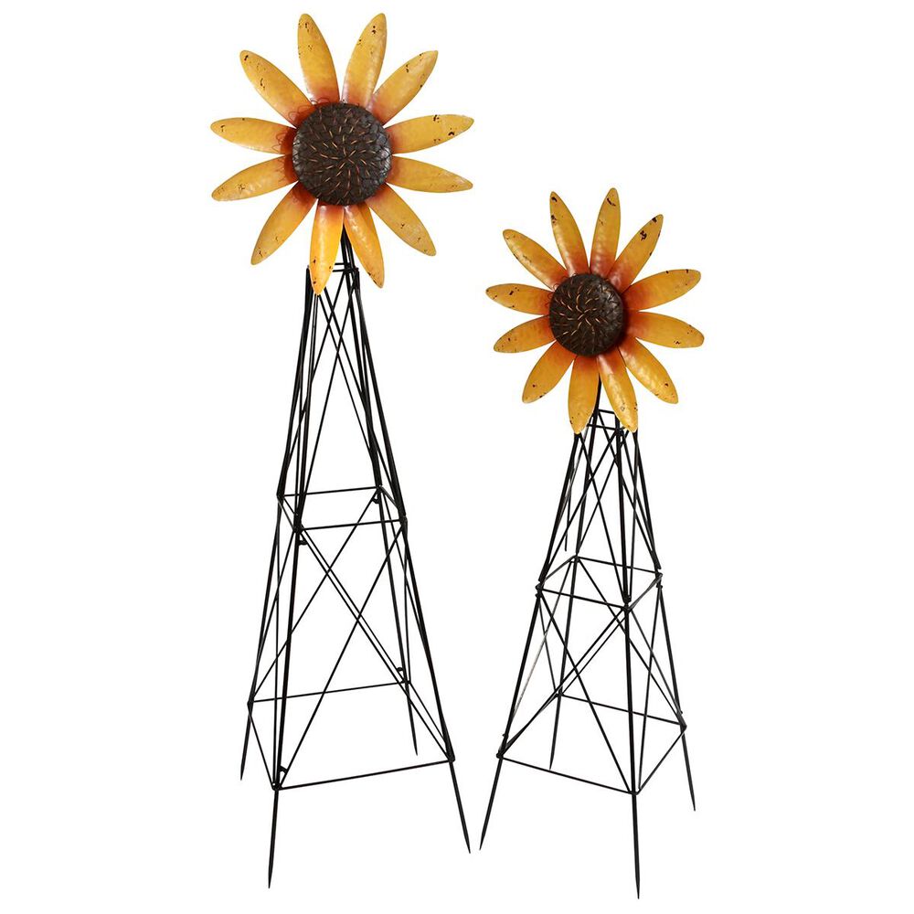 The Gerson Company Metal Sunflower Windmills (Set of 2), , large