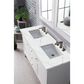 James Martin Vanities Palisades 60" Double Bathroom Vanity in Bright White with 3 cm Ethereal Noctis Quartz Top and Rectangular Sinks, , large