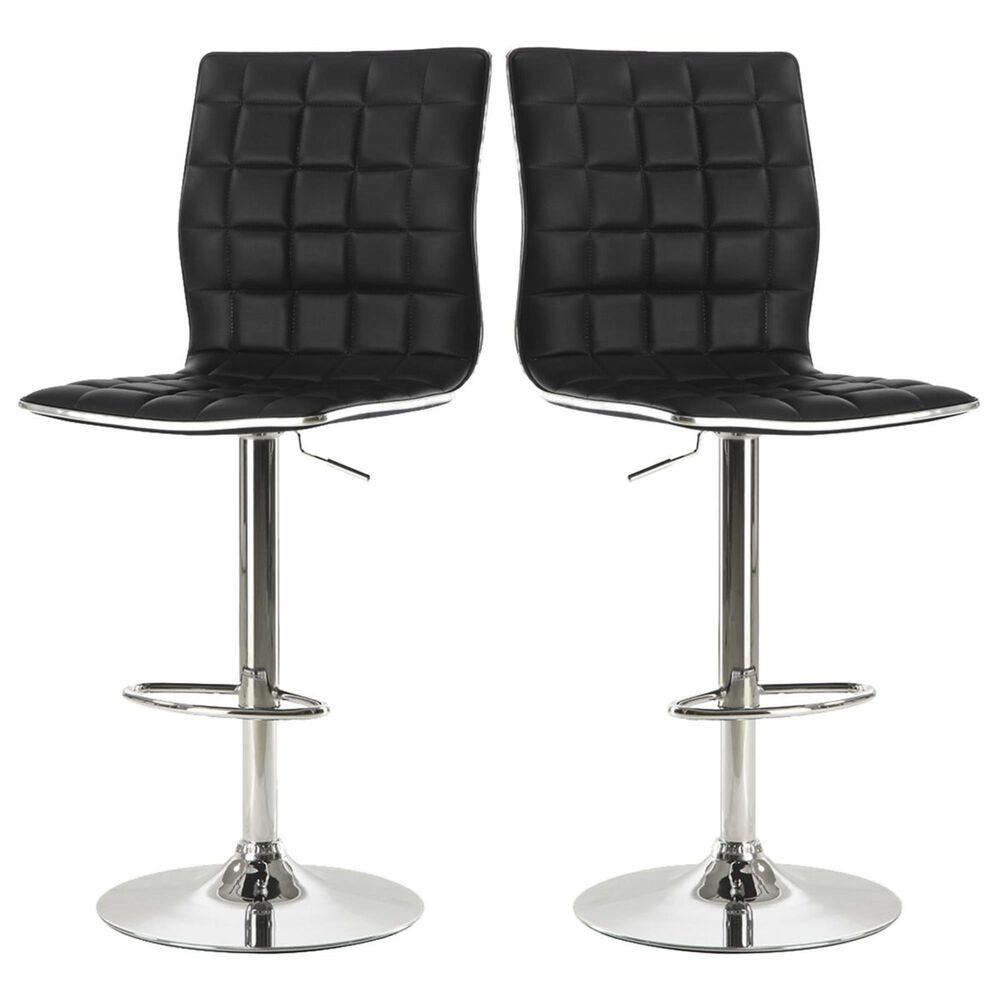 Pacific Landing Adjustable Waffle Bar Stool in Black - Set of 2, , large