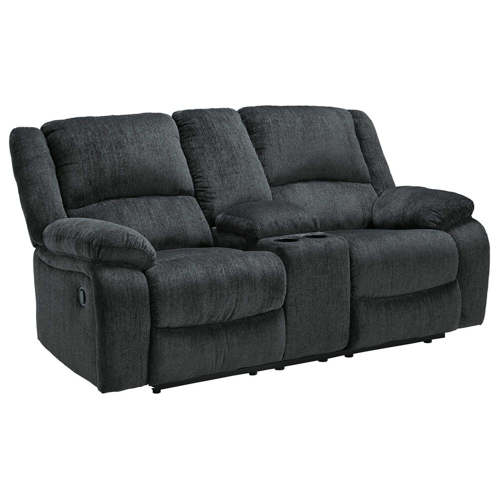 Ashley Draycoll Manual Reclining Loveseat with Console in Slate, , large