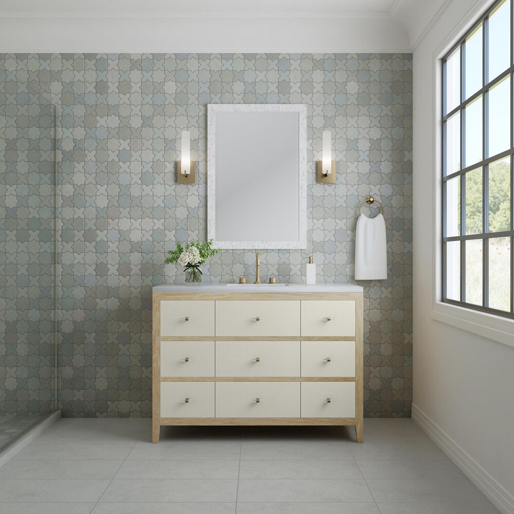 James Martin Vanities Celeste 48&quot; Single Vanity in Sun-washed Oak with Embossed Shagreen and with 3 cm Arctic Fall Solid Surface Top, , large