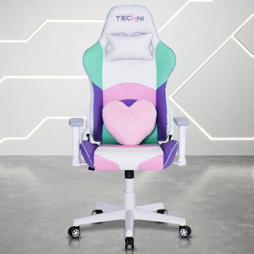 Techni Sport Kawaii Gaming Chair in Purple, Pink, Teal and White, , large
