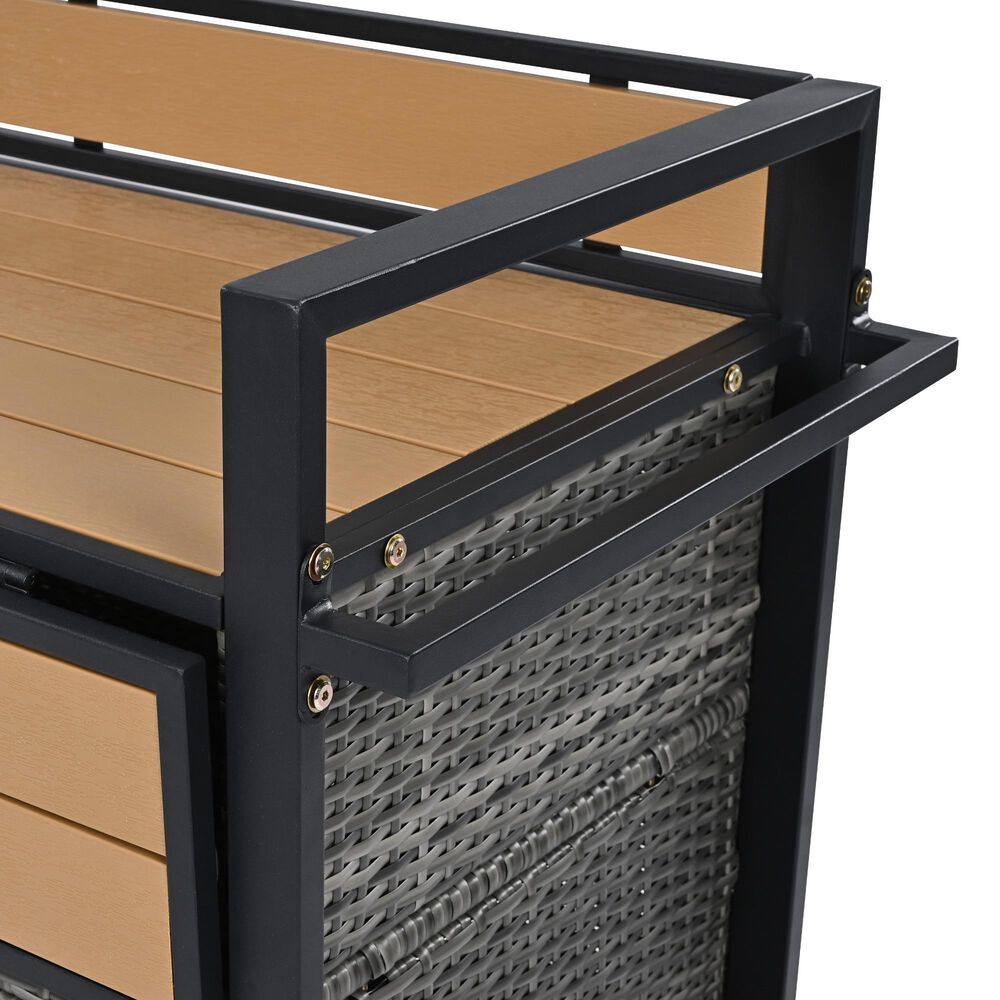HOMLUX 53" Wicker Outdoor Kitchen Island in Grey, , large
