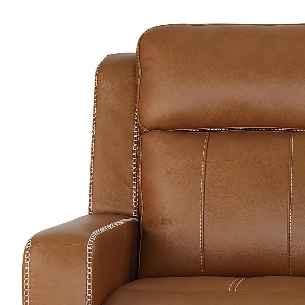 Bassett Norwood Leather Power Reclining Loveseat in Tan, , large