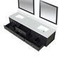 Lexora Home Castor 84" Double Bathroom Vanity in Black with 2 cm White Cultured Marble Top, Rectangular Sinks and 36" Mirrors, , large