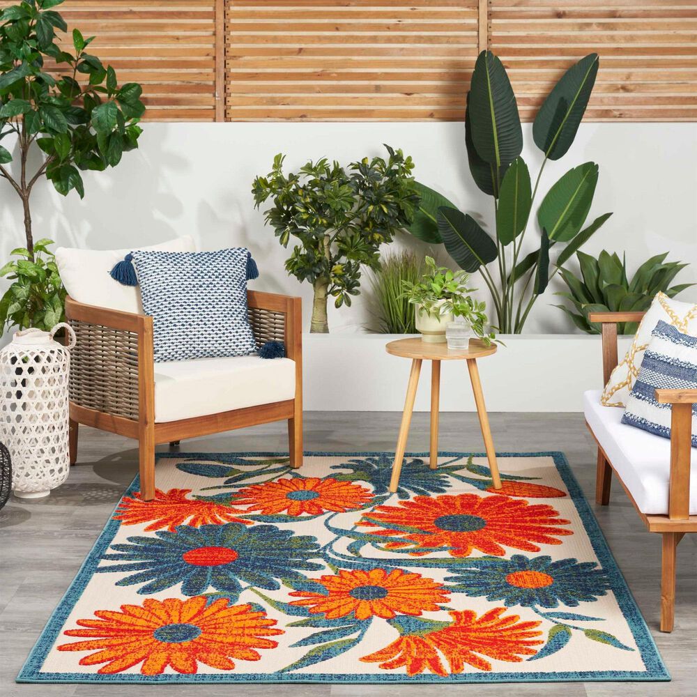 Nourison Aloha ALH33 3&#39;6&quot; x 5&#39;6&quot; Ivory and Multicolor Indoor/Outdoor Area Rug, , large