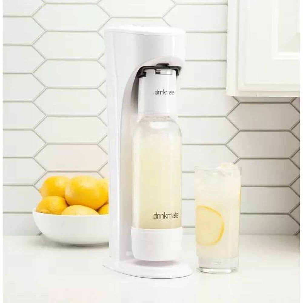 Drinkmate OmniFizz Sparkling Water and Soda Maker Machine with 60L CO2 Cartridge and 1L Re-Usable Bottle in Classic White, , large