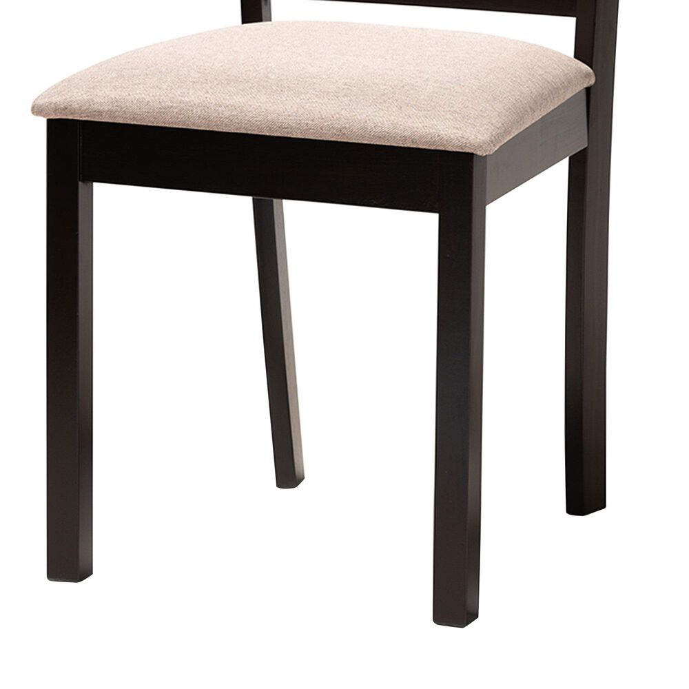 Baxton Studio Delilah Side Chair with Sand Cushion in Dark Brown (Set of 2), , large
