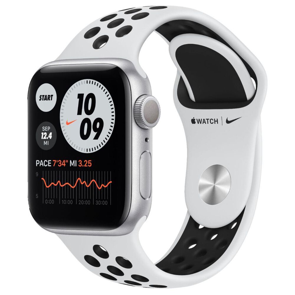 Apple 40mm Watch Nike SE (Latest Model) in Silver Aluminum Case with Pure Platinum/Black Nike Sport Band, , large