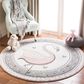 Safavieh Carousel CRK154 4" Round Pink and Ivory Kids  Area Rug, , large