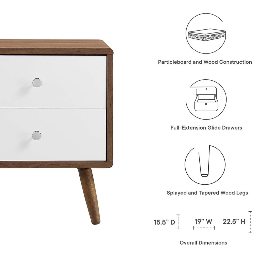 Modway Transmit 2 Drawer Nightstand in Walnut White, , large