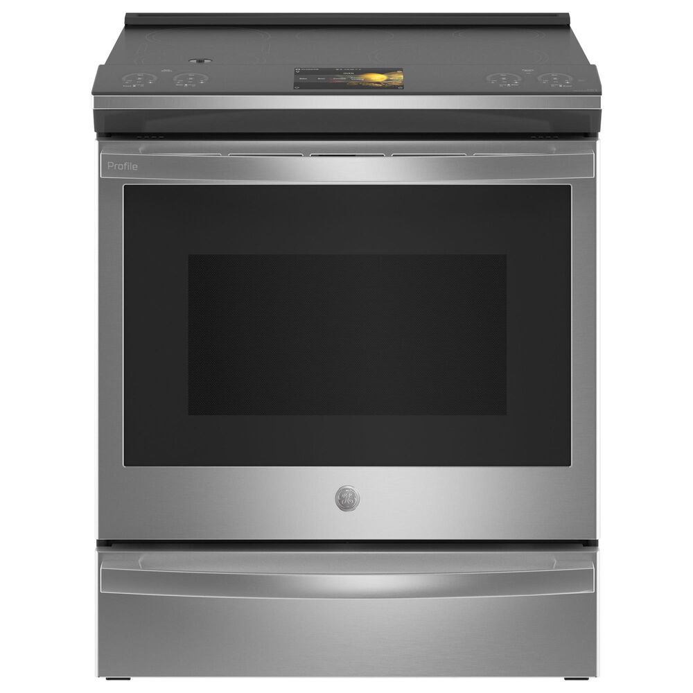 GE Profile 30" Slide-In Front-Control Induction Fingerprint Resistant Range in Stainless Steel, , large