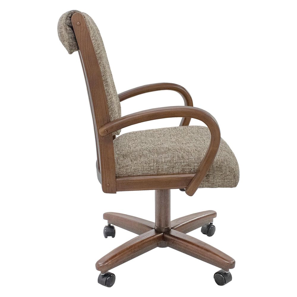 CHROMCRAFT Dining Arm Chair in Noriko Earth Upholstery and Walnut Finish, , large