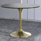 Leisuremod LeisureMod Verve Collection 36 Round Dining Table, Brushed Gold Base with Sintered Stone Black Top, , large