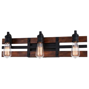 Vaxcel Carrington 3-Light Bathroom Vanity in Matte Black and Deep Walnut, , large