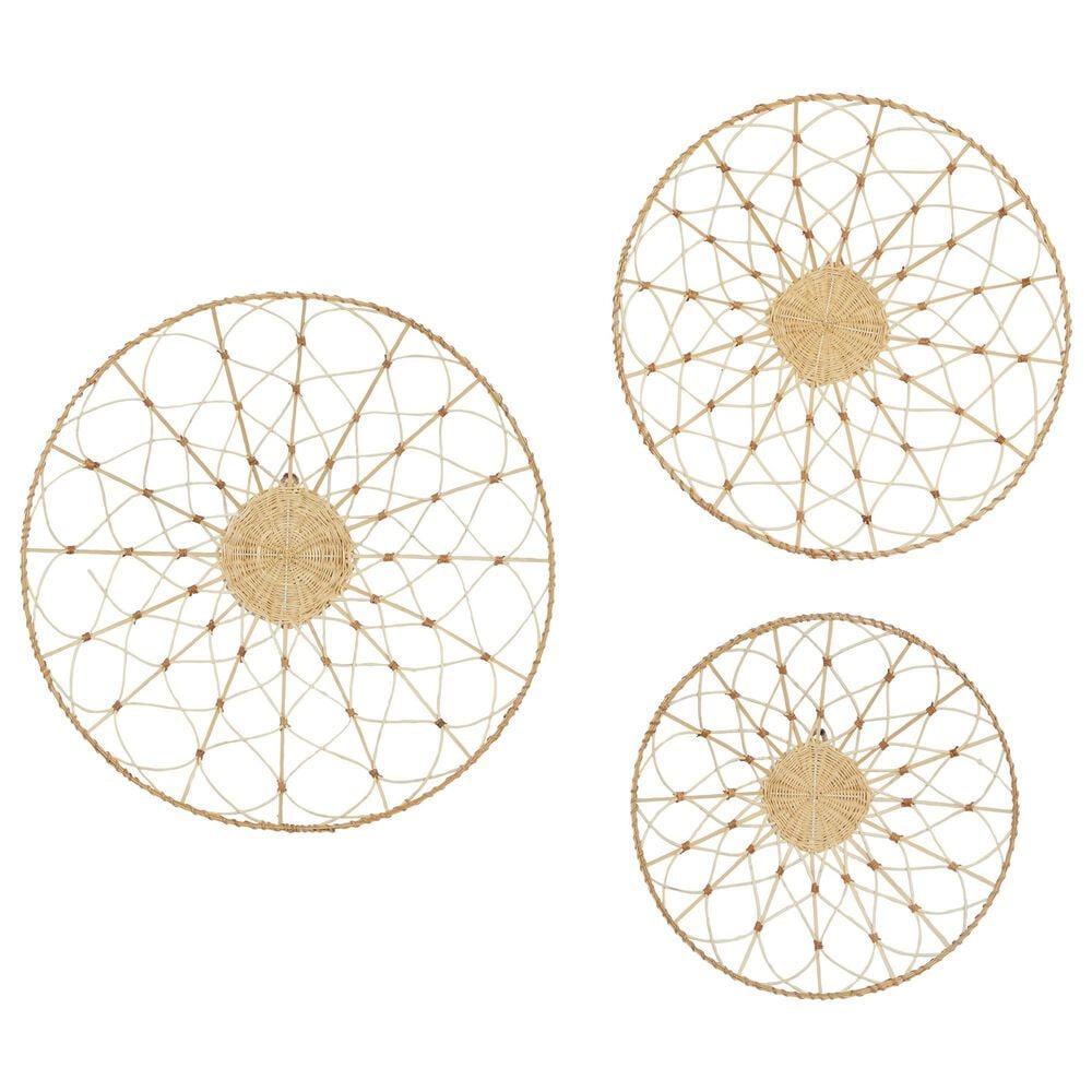 Maple and Jade 20&quot;, 24&quot;, 28&quot; Plant Plate Basket Home Wall Decor in Brown &#40;Set of 3&#41;, , large