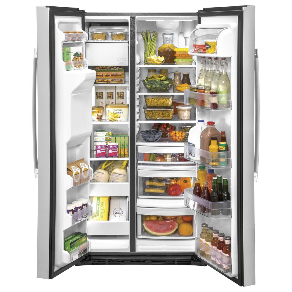 GE Appliances 2-Piece Kitchen Package with 25.1 Cu. Ft. Side-By-Side Refrigerator and Integrated Dishwasher in Fingerprint Resistant Stainless, , large