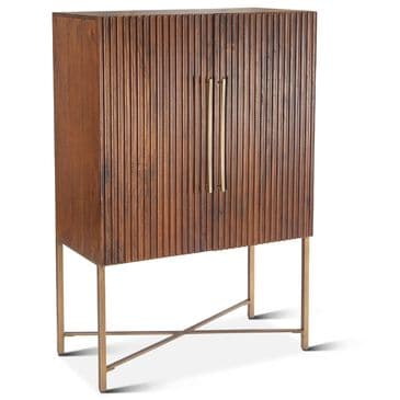 Home Trends & Design Cosmopolitan Bar Cabinet in Honey Brown and Antique Gold, , large