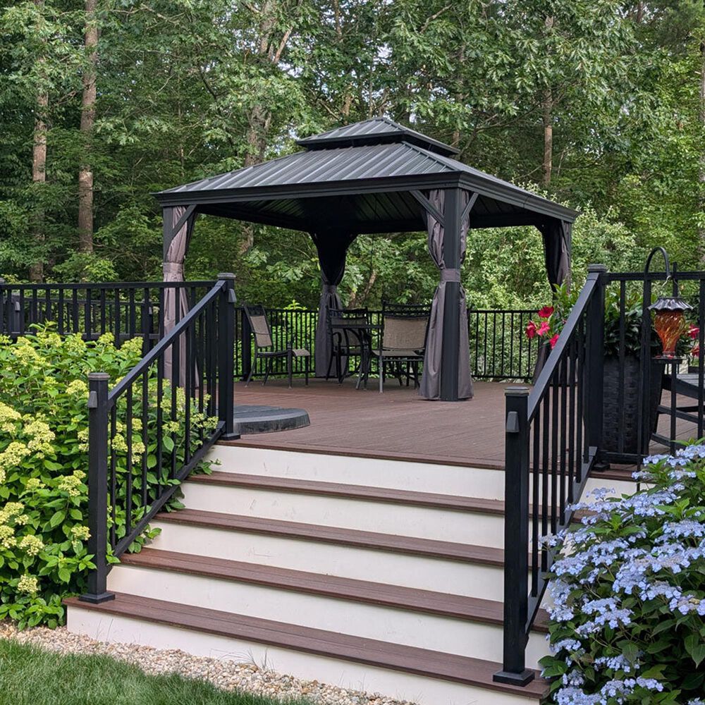 HOMLUX 12-ft x 12-ft Permanent Hardtop Gazebo Gray Gazebo with Hardtop Roof (Screen Included), , large