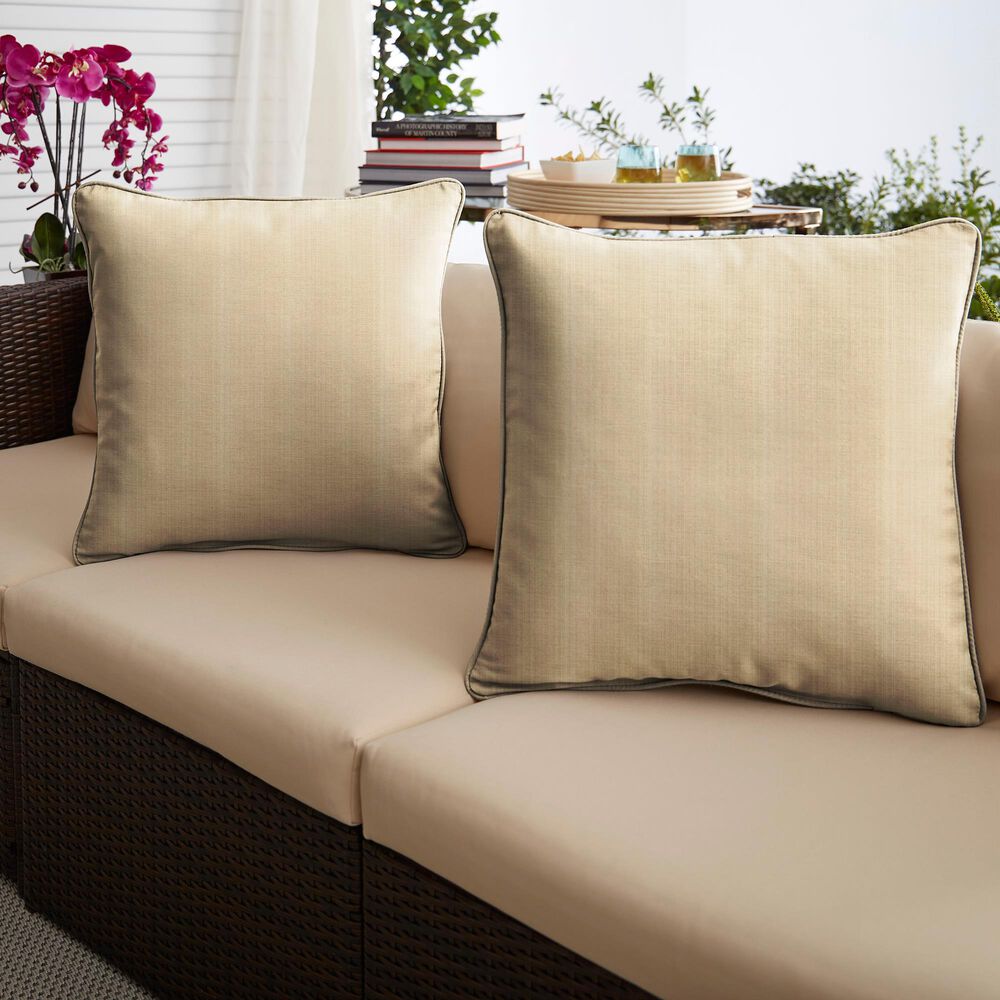 Sorra Home Sunbrella 20" Pillow in Dupione Sand (Set of 2), , large
