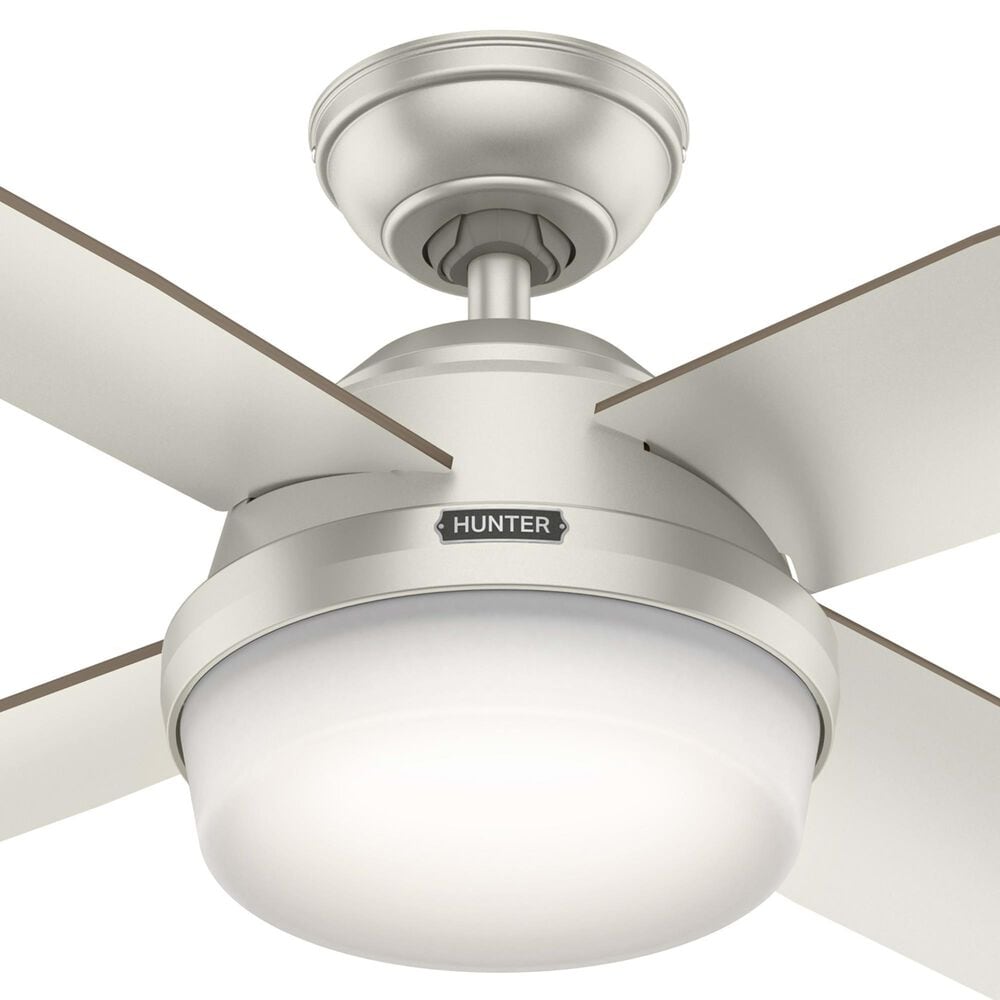 Hunter Dempsey 52&quot; Outdoor Ceiling Fan with Lights in Matte Nickel, , large